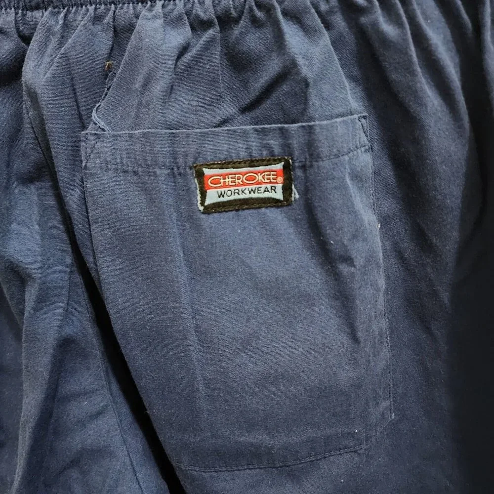 x2 Cherokee Workwear Pull On Scrub Pants Style‎ 4101P Solid Navy Blue Size Small